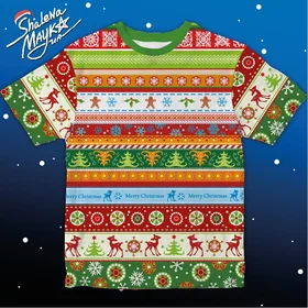 Прикольные футболки: Новогодняя - орнаменты